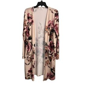 Spla Long Open Floral Cardigan Large
